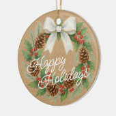 Classy december krans met witte boog Waterverf Keramisch Ornament (Links)