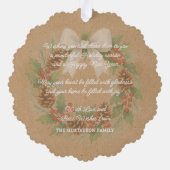 Classy december krans met witte boog Waterverf Ornament Kaart (Achterkant)