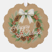 Classy december krans met witte boog Waterverf Ornament Kaart (Voorkant)