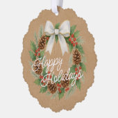 Classy december krans met witte boog Waterverf Ornament Kaart (Links)