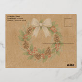 Classy December Krans Witte Boog Waterverf Folie Feestdagen Briefkaart (Achterkant)