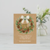 Classy December Krans Witte Boog Waterverf Folie Feestdagen Briefkaart (Staand Voorkant)