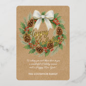 Classy December Krans Witte Boog Waterverf Goud Folie Feestdagenkaart (Voorkant)