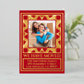 Classy Deco Chic Personalized Moving Announge Folie Feestdagenkaart (Staand Voorkant)