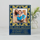 Classy Deco Chic Personalized Moving Announge Folie Feestdagenkaart (Staand Voorkant)