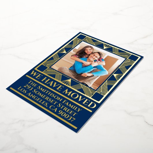 Classy Deco Chic Personalized Moving Announge Folie Feestdagenkaart (Gedraaid)