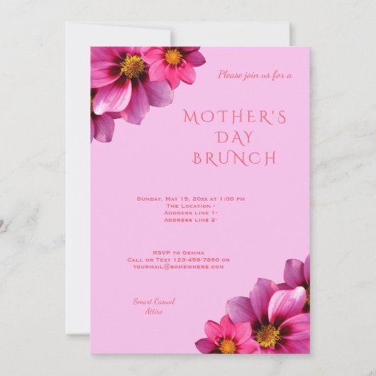 Classy Decorative Corner Dahlias Moederdag Kaart (Voorkant)