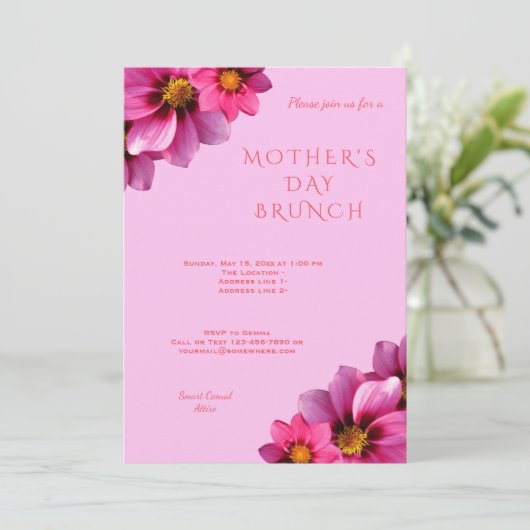 Classy Decorative Corner Dahlias Moederdag Kaart (Staand voorkant)