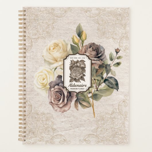 Classy decorative floral on kraft paper Rustic Planner (Voorkant)