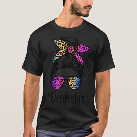 Classy Deedee life Messy Bun Rainbow Leopard Mothe T-shirt (Voorkant)