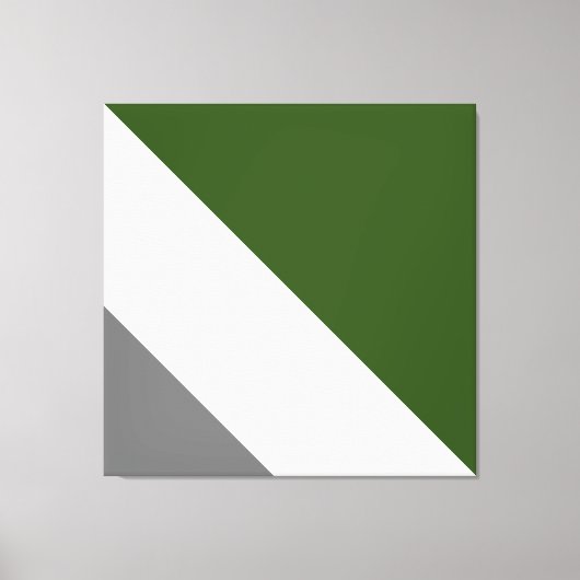 Classy Deep Green Medium Grijs Wit Slant Stripes Canvas Afdruk (Voorkant)