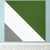 Classy Deep Green Medium Grijs Wit Slant Stripes Canvas Afdruk (Insitu (Houten vloer))