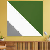 Classy Deep Green Medium Grijs Wit Slant Stripes Canvas Afdruk (Insitu (Woonkamer))