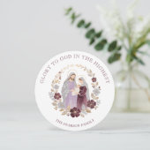 Classy Deep Plum Glitter Holy Nativity Christmas Feestdagenkaart (Staand voorkant)