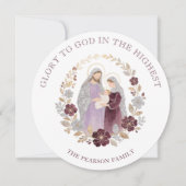 Classy Deep Plum Glitter Holy Nativity Christmas Feestdagenkaart (Voorkant)