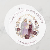 Classy Deep Plum Glitter Holy Nativity Christmas Feestdagenkaart (Voorkant / Achterkant)