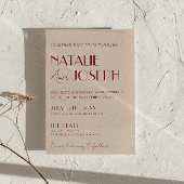 Classy Deep Red Blue QR Code Modern Wedding Kaart