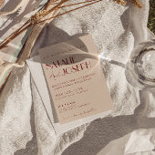 Classy Deep Red Blue QR Code Modern Wedding Kaart