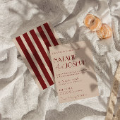 Classy Deep Red Blue Whimsical Modern Wedding Kaart