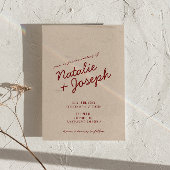 Classy Deep Red Blue Whimsical QR Code Wedding Kaart