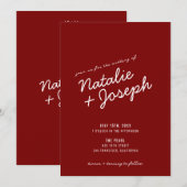 Classy Deep Red Blue Whimsical Unique Wedding Kaart (Voorkant / Achterkant)