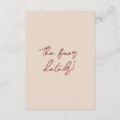 Classy Deep Red Floral Bouquet Wedding Details Informatiekaartje (Achterkant)