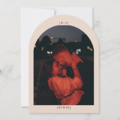 Classy Deep Red Whimsical Photo Arched Wedding Kaart (Achterkant)