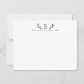 Classy Deer Antlers Gray Monogram Notitiekaartje (Voorkant)
