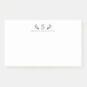 Classy Deer Antlers Gray Monogram Post-it® Notes (Voorkant)
