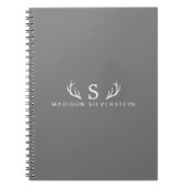 Classy Deer Antlers Monogram Gray Notitieboek (Voorkant)