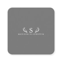 Classy Deer Antlers Monogram Gray
