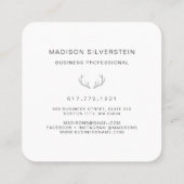 Classy Deer Antlers Monogram Gray Vierkante Visitekaartje (Achterkant)