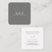 Classy Deer Antlers Monogram Gray Vierkante Visitekaartje (Voorkant / Achterkant)