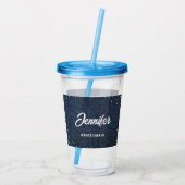 Classy Denim Diamonds Bachelorette gepersonaliseer Acryl Drinkbeker (Achterkant)