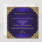 Classy Design Party Nodig Gold Royal Blue uit Kaart (Achterkant)