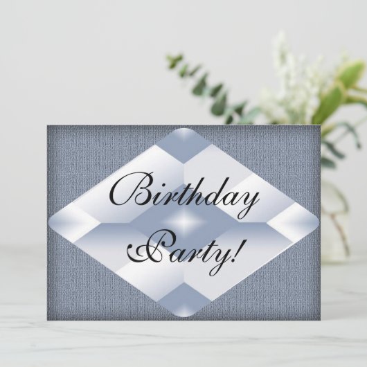 Classy Diamond Birthday Party Invitation Kaart (Staand voorkant)