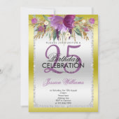 Classy Diamond Glitter Waterverf Flowers Verjaarda Kaart (Voorkant)