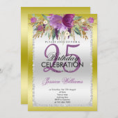 Classy Diamond Glitter Waterverf Flowers Verjaarda Kaart (Voorkant / Achterkant)