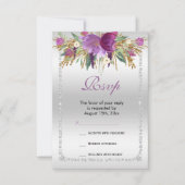 Classy Diamond Glitter Waterverf Flowers Verjaarda RSVP Kaartje (Voorkant)