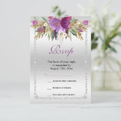 Classy Diamond Glitter Waterverf Flowers Verjaarda RSVP Kaartje (Staand voorkant)