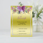 Classy Diamond Glitter Waterverf Flowers Verjaarda RSVP Kaartje (Staand voorkant)