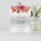 Classy Diamond Glitter Waterverf Flowers Verjaarda RSVP Kaartje (Staand voorkant)