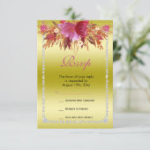 Classy Diamond Glitter Waterverf Flowers Verjaarda RSVP Kaartje (Staand voorkant)