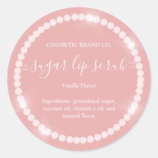 Classy Diamond Lijst Peachy Pink Lip Scrub Ronde Sticker (Voorkant)