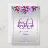 Classy Diamonds & Flowers 60th Wedding Jubileum Kaart (Voorkant)