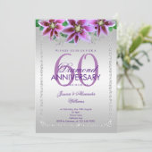 Classy Diamonds & Flowers 60th Wedding Jubileum Kaart (Staand voorkant)