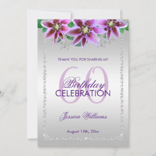 Classy Diamonds & Flowers Birthday Bedankkaart