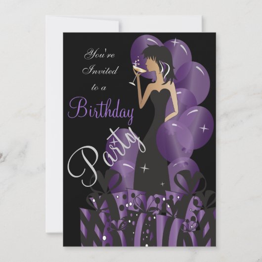 Classy Diva Girl's Cocktail Party Kaart (Voorkant)