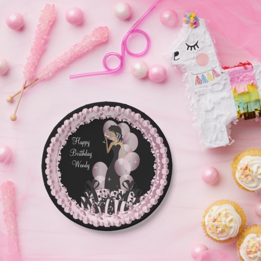 Classy Diva Girl's Party | Personaliseren | Roze Papieren Bordje (Feest)