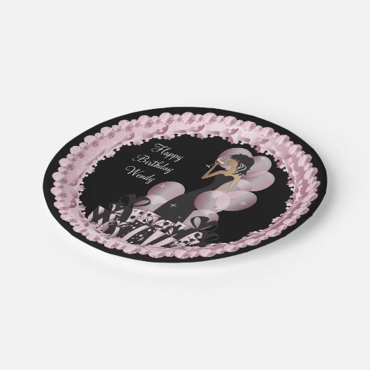 Classy Diva Girl's Party | Personaliseren | Roze Papieren Bordje (Gekanteld)